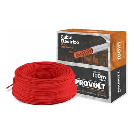 Cable Eléctrico Thw Cobre Calibre 12 100m Plus Cubierta Rojo