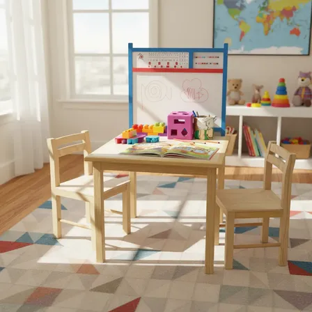 Set De Mesa Y 4 Sillas Comedor Infantil Para Niños De Madera