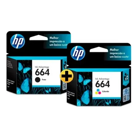 Cartucho De Tinta Negra Hp 664 (f6v29ab) + Hp 664 Tri-color (f6v28ab)