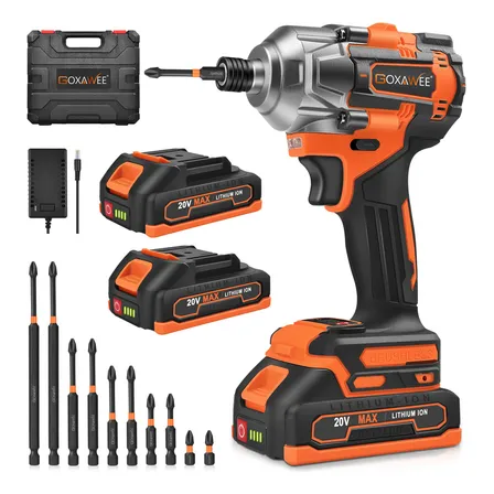 Goxawee® 1/4inch 2 Batería Perforación Kit De Taladros Destornillador Atornillador De Impacto Inalámbrico Herramientas Electricas 2000mah Naranja