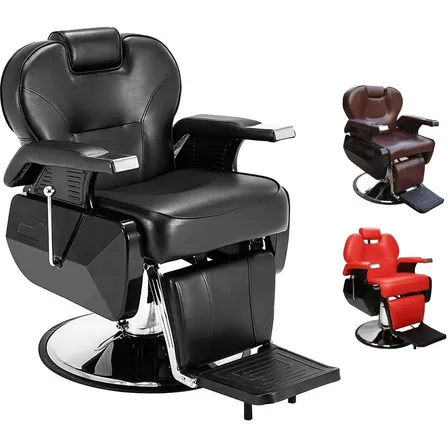 Sillón Peluquería Estética Reclinable Nanofort Mkz-sillonbarbe Color Negro Redonda