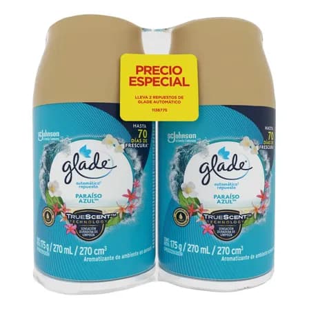 Aromatizante Automático X 2 Unidades En Aerosol Paraíso Azul Glade