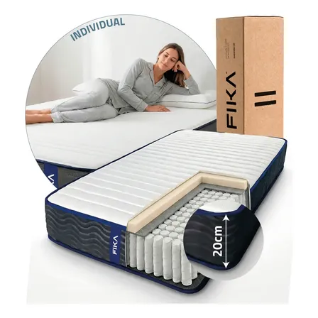 Colchón Individual Espuma Y Resortes En Caja Fika Pocket 100x190 Blanco