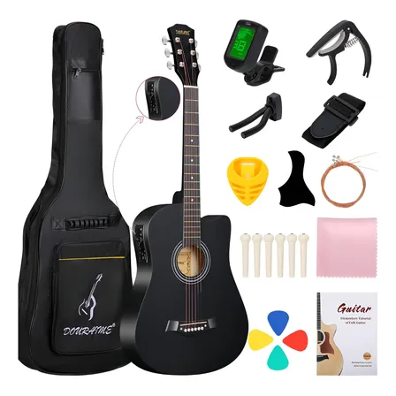 Guitarra Acústica Clasica 38 Inch Negra Con Equalizador