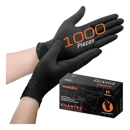 Pack De 1000 Piezas De Guantes Desechables Vinilo Negro Sin Látex Multiusos Blick Talla Mediano