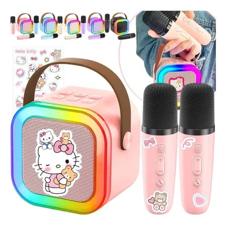 Karaoke Para Niños Con 2 Micrófonos Inalámbricos Con Bocina