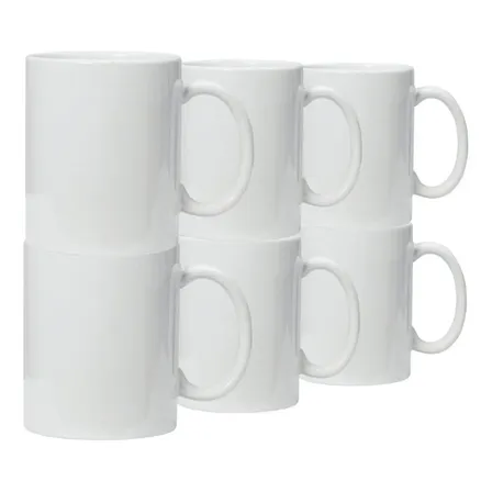 Pack 96 Tazas Blancas 11 Oz Cerámica Sublimación Apto Microondas Blanco