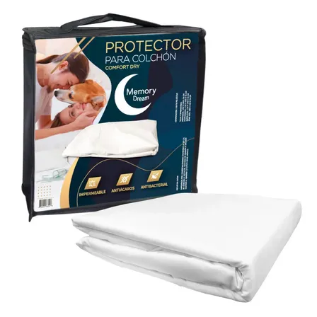 Protector Cubre Colchón 100% Impermeable King Size Memory Dream Hipoalergenico Ultra Delgado, Silencioso, Secado Rápido, Antiácaros, Antibacterial, Ajustable Hasta 45 Cm De Altura Blanco Liso