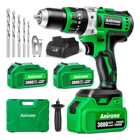 Taladro Rotomartillo Sin Carbón 2 Baterías 3000mah 13mm 1/2 Mandril Anirona