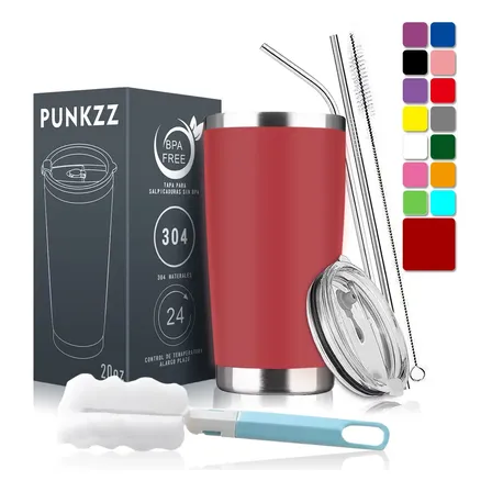 Vaso Térmico 20oz Acero Inoxidable Con Cepillo Y 2 Popotes