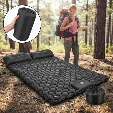 Colchón Inflable Doble Acampar Ultraligera Portátil Almohada