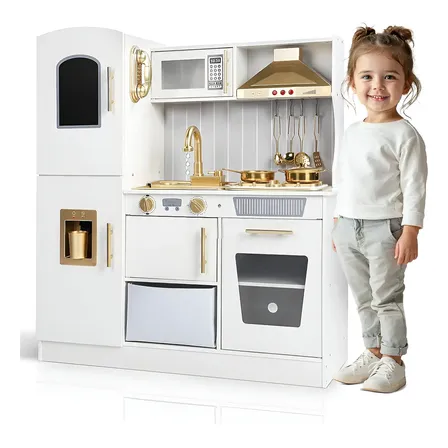 Cocina Cocinita De Madera Niños Refrigerador Juego De Rol