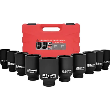 Juego De Dados Impacto 1/2 Grandes 27-41mm Uso Pesado 10 Pcs