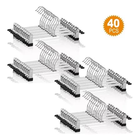 40 Unidades Pantalón Percha Gancho Para Ropa Remera Con Clips Dubner Kj-03