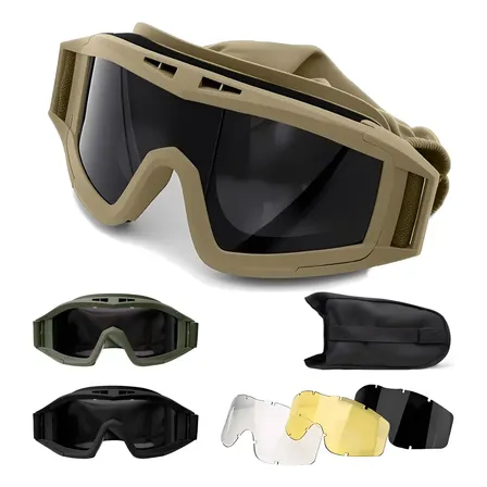 Lentes Tácticas Goggle Militares Careta Gafas Con 3lentes