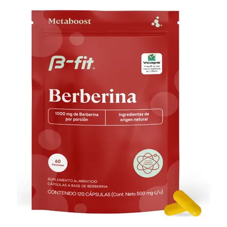B-fit B Berberina - 120 Cápsulas Veganas Con 1000mg De Extracto De Berberina Puro - Cúrcuma - Sin Azúcar, Gmo Y Gluten - Suplemento Alimenticio Sin Sabor