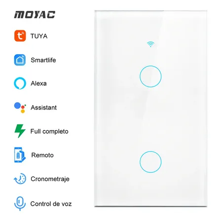 Moyac Interruptor Inteligente Wi-fi De 2 Vías Blanco Con Neutro 16 A 127v
