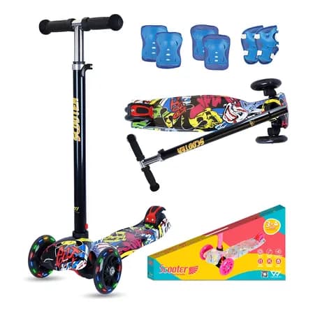 Scooter Patín De Diablo Plegable Ajustable Niños Con Luces.