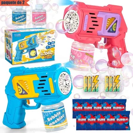 Pistola De Burbujas Para Niños Maquina De Eléctric 2 Paquete