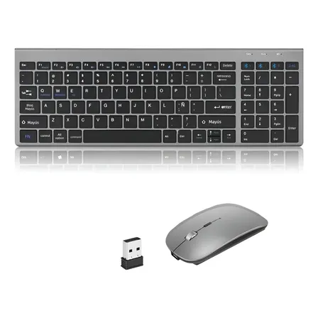 Kit Teclado Y Mouse Inalámbrico Recargable Usb Bluetooth,