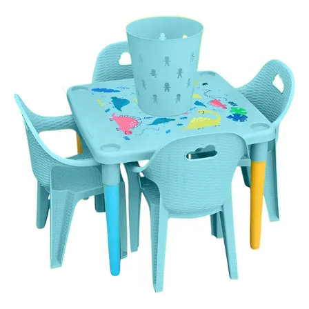 Mesa Infantil Desmontable 4 Sillas Para Niños + Cesto Regalo