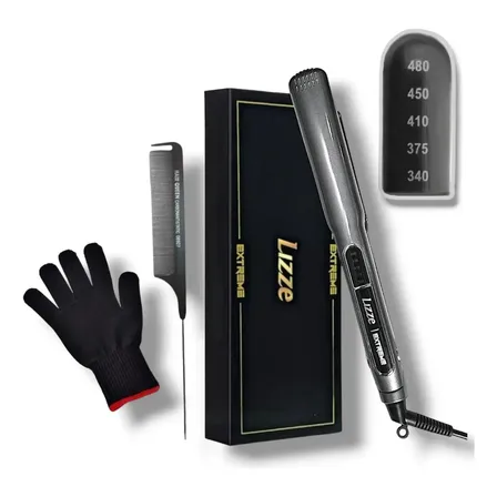 Plancha De Cabello Profesional Lizze Extreme Con Accesorios Hair Queen Gris