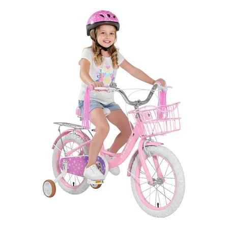Bicicleta Infantil Morada Niña Rodada 16 Con Canasta