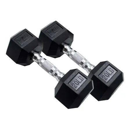 Par Mancuernas Hexagonales 20 Lb Infitness Antideslizantes Goma Negro