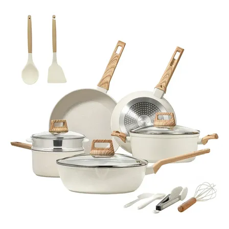 Batería De Cocina Chefkoch, Modelo Grueso, Color Beige, Antiadherente De Cerámica, 11 Piezas