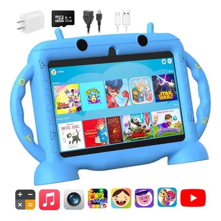 7'' Tablet Con Funda Para Niños 3g+32g Android 13 Tableta Color Azul