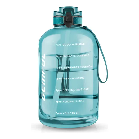 Botella De Agua Deportiva Grande De 3 Litros Con Pajita, Sin