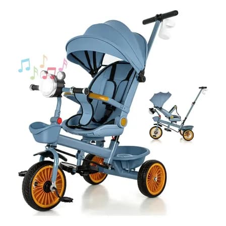 Triciclo Carriola Bicicleta Gira 360° Reclinable Para Niños