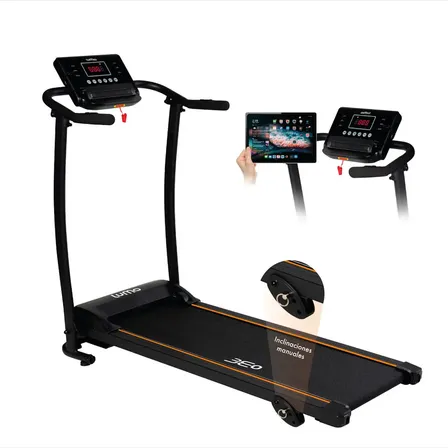 Caminadora Electrica 1.8hp Lumo 3 Niveles De Inclinación 12 Programas Puerto Auxiliar Bluetooth Y Bocinas Integradas Color Negro