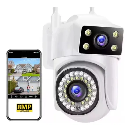Cámara De Seguridad Wifi Exterior 4k 8mp Ip66 Doble Lente