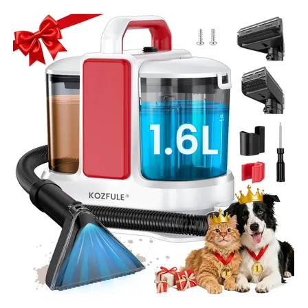 Aspiradora Para Limpiar 1.6+1.2l 18kpa Alfombras Y Mascota 1000w. 3 En 1. Kozfule Pulverización De Agua, Limpieza Con... Rojo