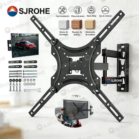 Sjrohe® X-400 Base Soportes De Pantalla Pared Tv 14 A 55 Pulgadas Soporta Max 30kg Soporte De Tv Universal Compatible Soporte Universal Mural Para Televisión Monitor Inclinable Y Ajustable Color Negro