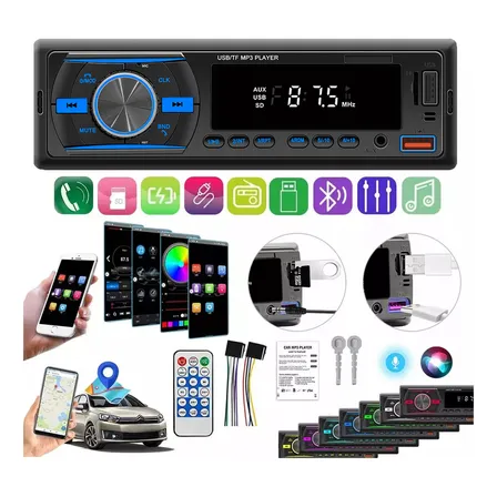 Autoestéreo Reproductor Mp3 Bluetooth Audio Vehiculos 2 Usb