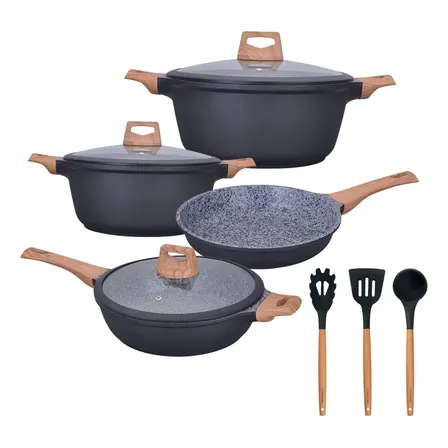 Bateria De Cocina Antihaderente Granito 10 Pzs Negro Kochstelle