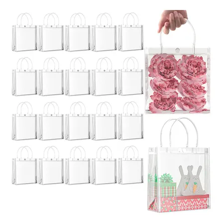 20 Bolsa Con Asa Transparentes Boda Bautizo Recuerdos Color Transparente Bolsas Ecologicas Bolsa Tipo Boutique Bolsas... Bolsas Transparentes