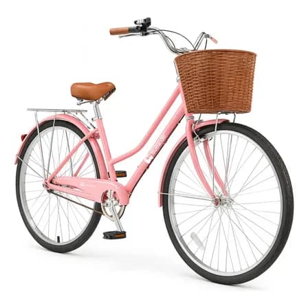 Bicicleta Urbana De Paseo R26 Doble Freno Vintage Canastilla Rosa