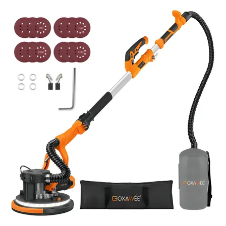 Lijadora De Pared Eléctrica De 5 Velocidades 1600w Goxawee G5358 Sistema De Aspiración De Polvo De Alta Eficacia Con Luz Led Para El Lijado De Paredes, Suelos Y Techos. Naranja 60 Hz