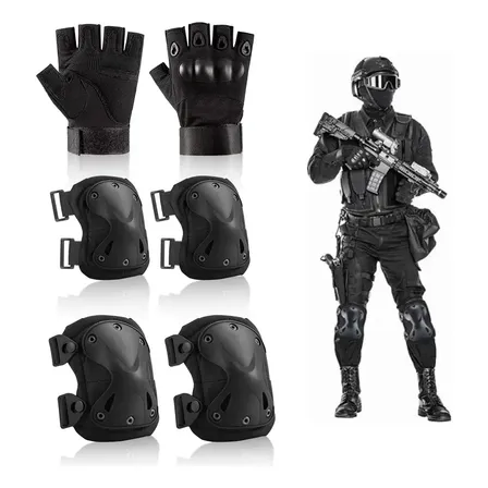 6pzs Militar Rodilleras Y Codera Táctica Y Guantes De Montar