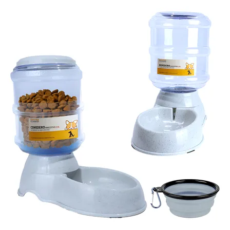 Set Dispensador Croquetas Agua Mascotas Bebedero Comedero