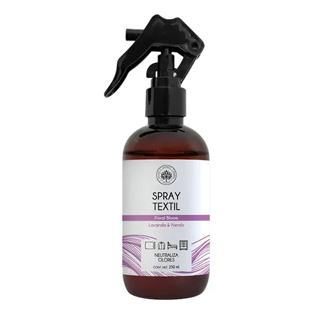 Spray Textil Floral Bloom | Aromatiza Sin Dejar Manchas En La Ropa | Uso En Sábanas, Cortinas, Coche, Y Más | Facilita El Planchado De Tu Ropa | Con Aceite Esencial Lavanda Y Neroly | 250ml | Árbora