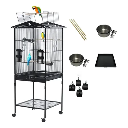 Jaula De Metal Para Pájaros De 52'' Con Diseño De Techo Abi