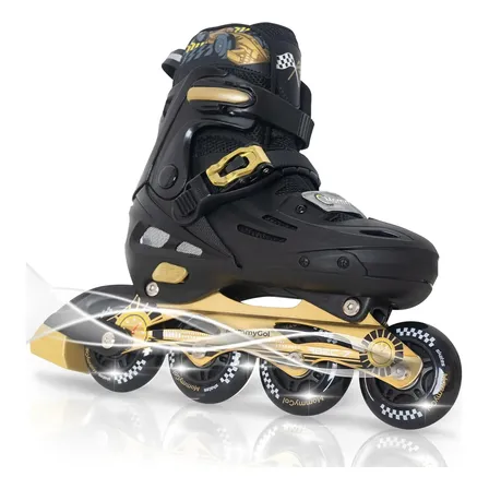 Patines En Línea Para Niñas Y Niños Con Rueda Negra, Ajustab