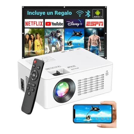 Proyector Profesional Android 4k Portátil 5g Smart Led Wifi Bluetooth Full Hd Blanco