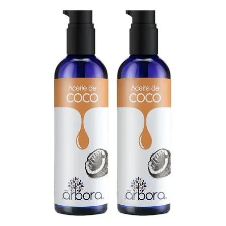 2 Pack Aceites De Coco | Hidratación Profunda De Piel, Cabello Y Uñas | Fácil Aplicación | Con Acidos Grasos | 100% Puro| Evita Las Puntas Abiertas | Aceites Esenciales | 90 Ml Árbora