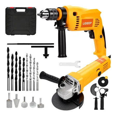 Kits De Taladro Rotomartillo + Esmeriladora Angular 2 En 1