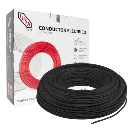 Cable Electrico Lusa Cobre Puro Thw Calibre10 100m Color Negro